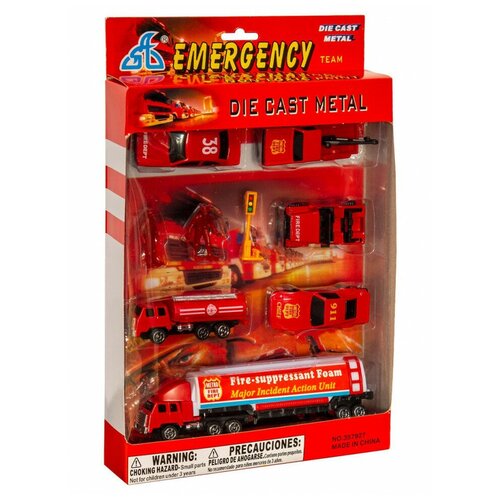 Машинки игровой набор Пожарная охрана, 10 предметов, 7-13 см, металл, Handers игровой набор handers пожарная охрана металл 10 предметов 7 13 см
