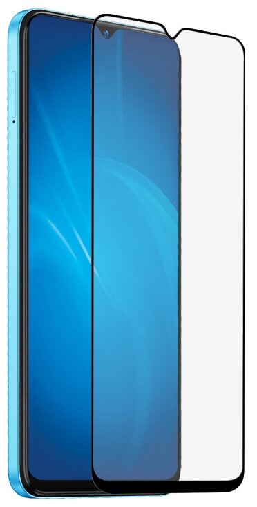 DF / Закаленное стекло с цветной рамкой для телефона Tecno Spark 9 Pro на смартфон Техно Спарк 9 Про DF tColor-13 (black) / прозрачный