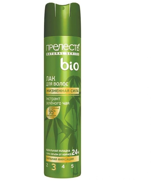 Прелесть Professional Лак для волос Bio Жизненная сила с экстрактом зеленого чая, сильная фиксация, 250 г, 250 мл