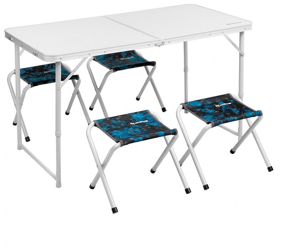 Набор мебели (алюм), стол+4табурета SHARK (чехол/Velcro) (N-FS-21407+21124A-S-1) NISUS (пр-во Тонар)