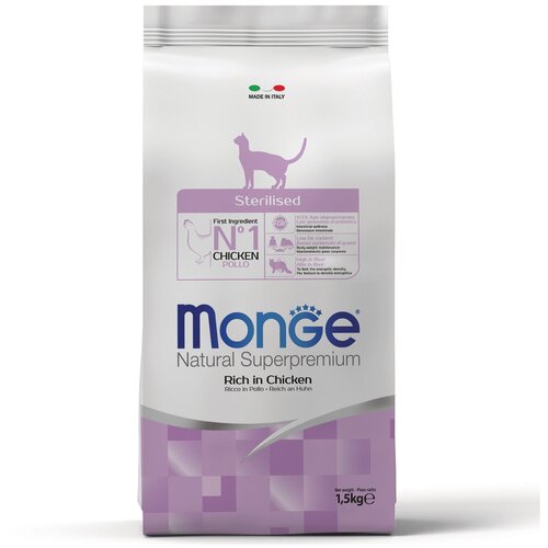 Сухой корм Monge Cat Sterilised для стерилизованных кошек, курица/рис, 1.5 кг