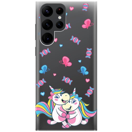 Силиконовый чехол с принтом Unicorns and Candies для Samsung Galaxy S22 Ultra / Самсунг С22 Ультра силиконовый чехол с принтом unicorns and candies для samsung galaxy s22 ultra самсунг с22 ультра