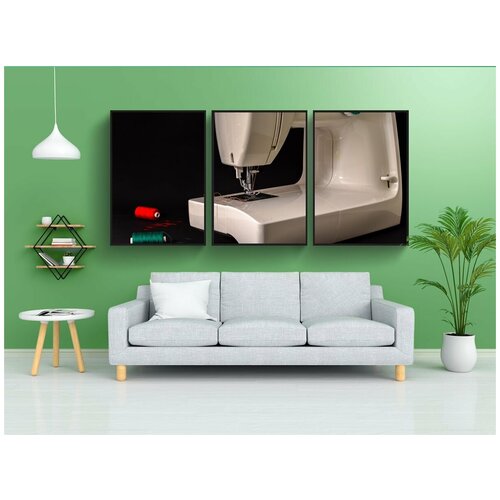 фото Набор модулных постеров для интерьера "швейная машина, шить, нить" 60x90 см. в тубусе, без рамки lotsprints