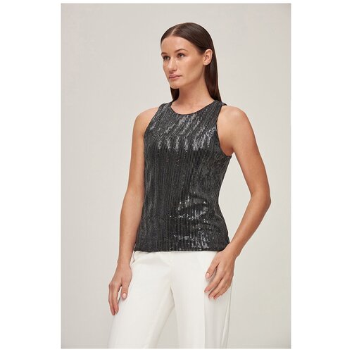 Трикотажный топ с пайетками (Белый), M