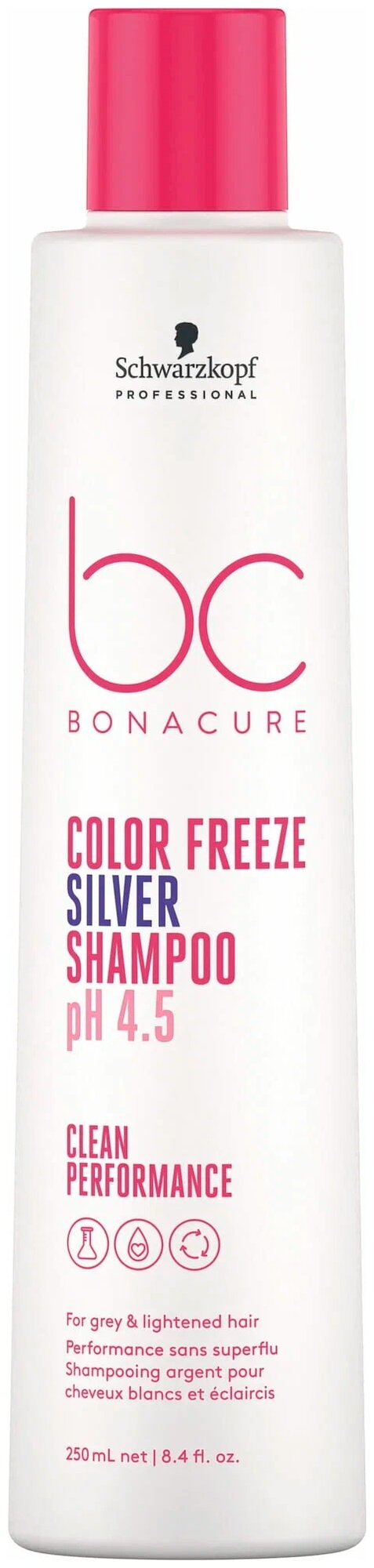 Schwarzkopf Professional шампунь мицеллярный pH 4.5 Color Freeze Silver Micellar для придания холодного оттенка натуральным седым и осветленным волосам, 250 мл