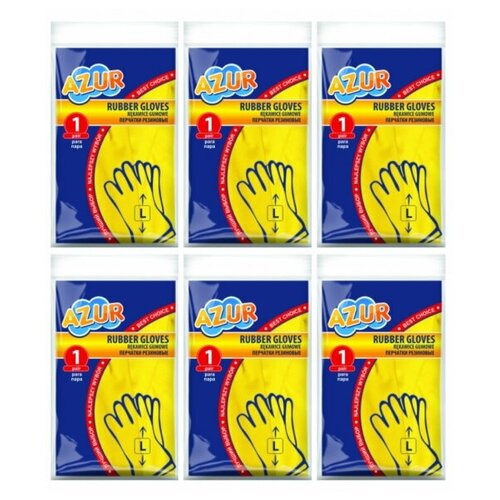 фото York перчатки резиновые центи, азур, размер l, 6 упаковок