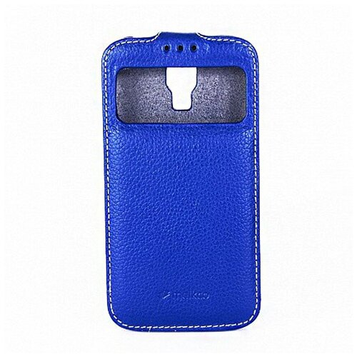 Чехол Melkco ID для Samsung Galaxy S4 I9500/9505 Blue (синий с окном)