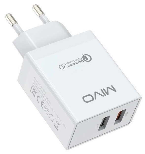 Сетевое зарядное устройство MIVO MP-321Q (18W, Quick Charge 3.0, 2xUSB)