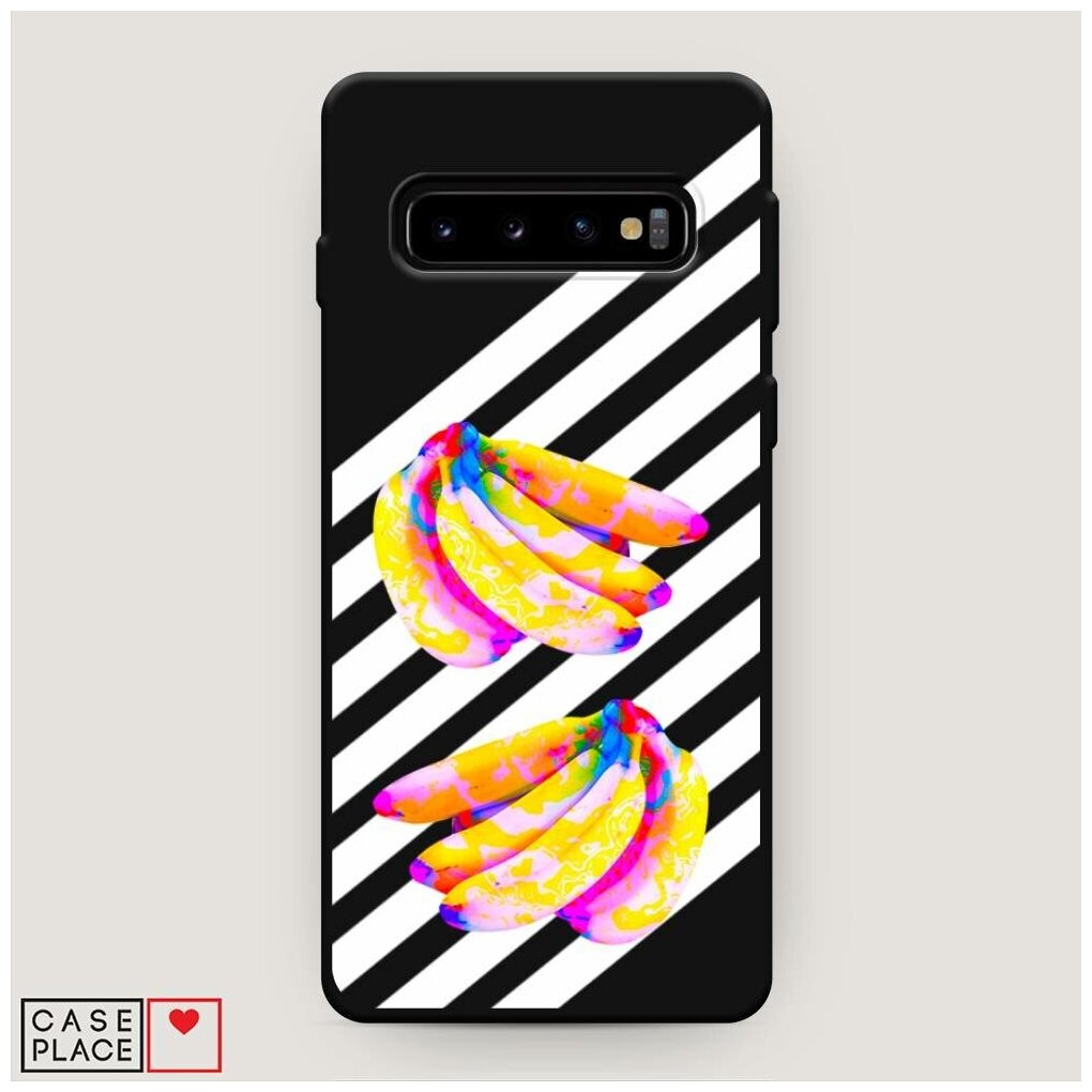 Матовый силиконовый чехол "White bananas" на Samsung Galaxy S10 + / Самсунг Галакси S10 Плюс