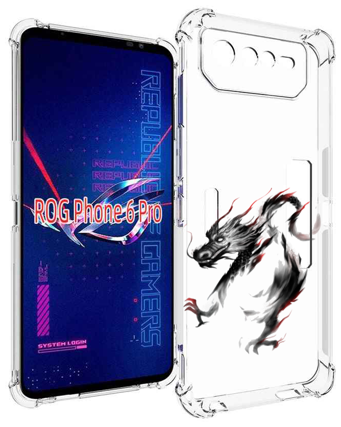 Чехол MyPads черный дракон для Asus ROG Phone 6 Pro задняя-панель-накладка-бампер