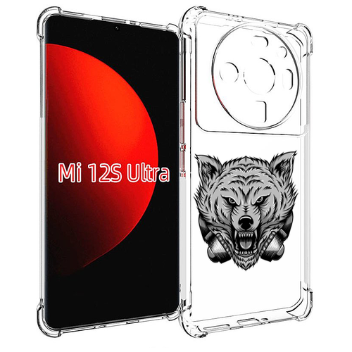 Чехол MyPads Волк-в-наушниках мужской для Xiaomi 12S Ultra задняя-панель-накладка-бампер
