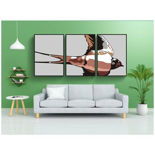 фото Набор модулных постеров для интерьера "глотать, птица, гнездо" 60x90 см. в тубусе, без рамки lotsprints