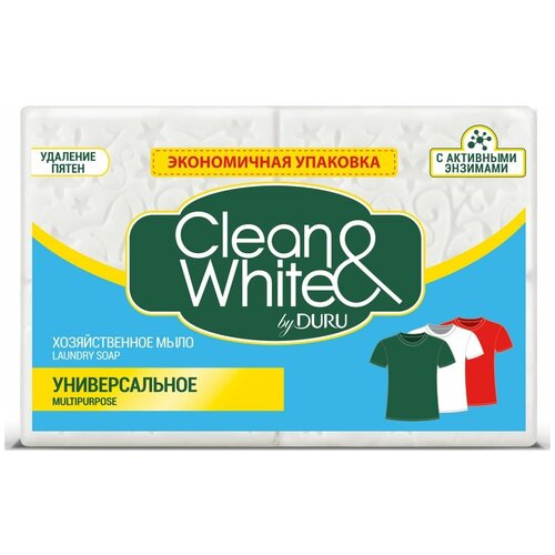 Мыло хозяйственное Duru Clean  & White Универсальное, для стирки цветного и белого белья 4 шт х 125 г