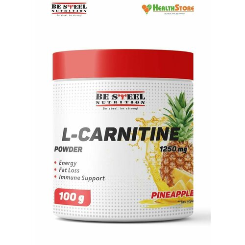 Л-карнитин тартрат для похудения, Be Steel Nutrition L-Carnitine 100г (ананас), жиросжигатель спортивный