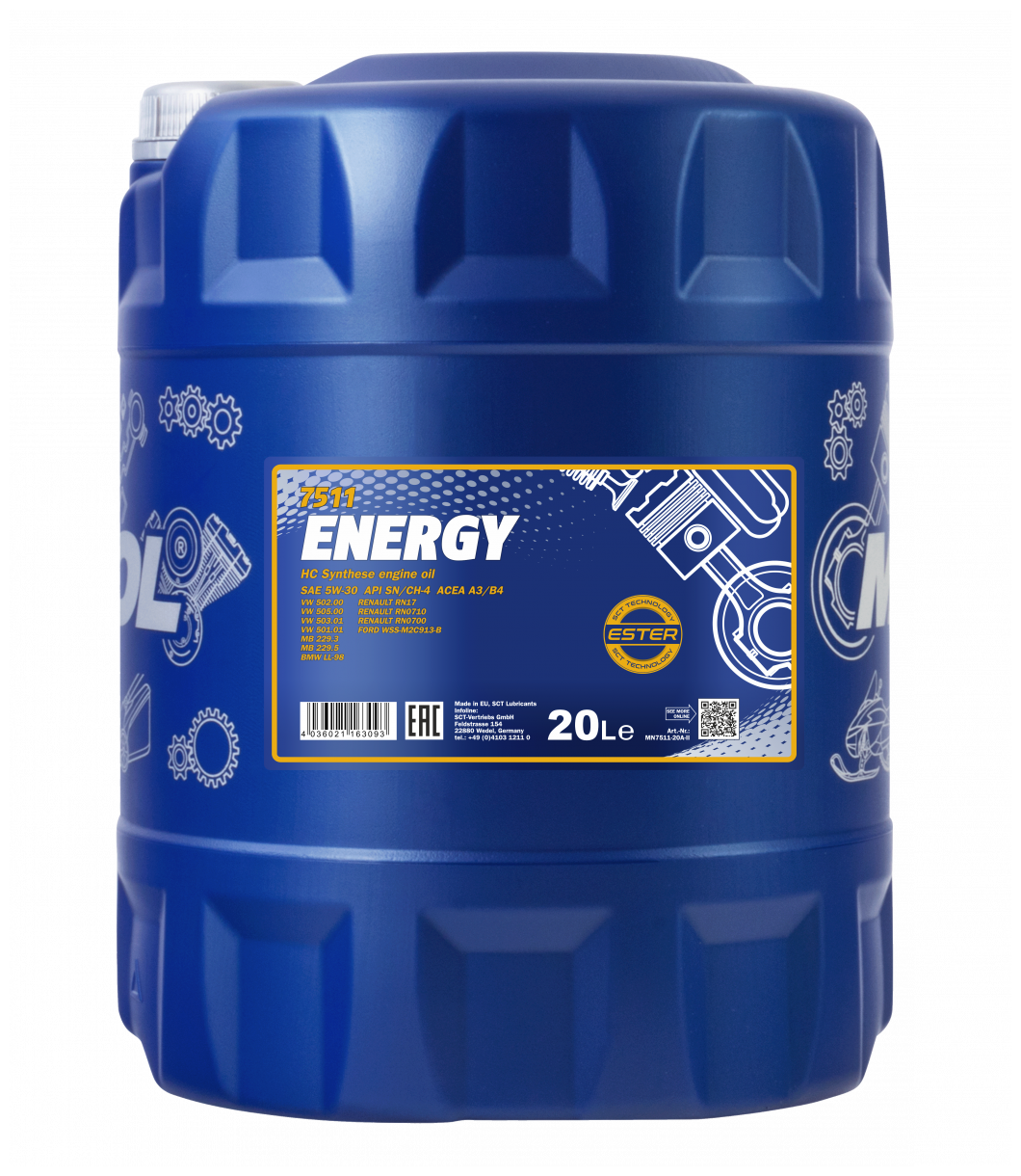 Синтетическое моторное масло Mannol Energy 5W-30 SN/CH-4