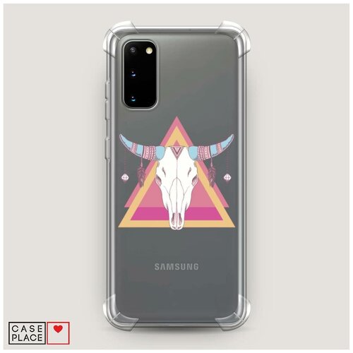 фото Чехол силиконовый противоударный samsung galaxy s20 череп быка в треугольнике case place