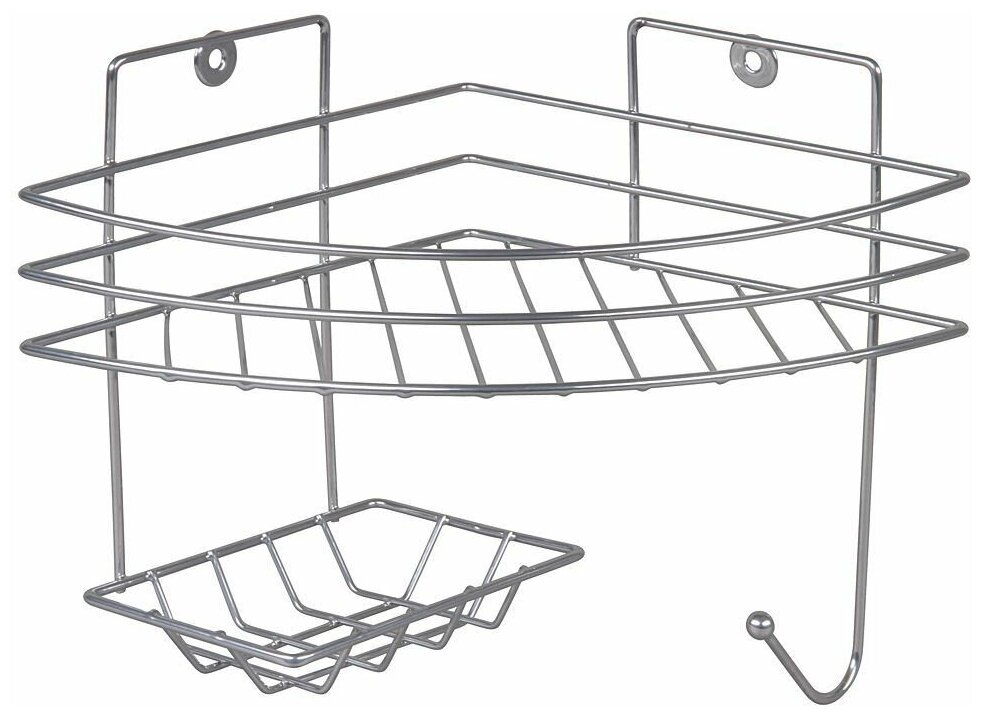 Полка для ванной 1-ярусная угловая с мыльницей Rosenberg RUS-385290-1Zn
