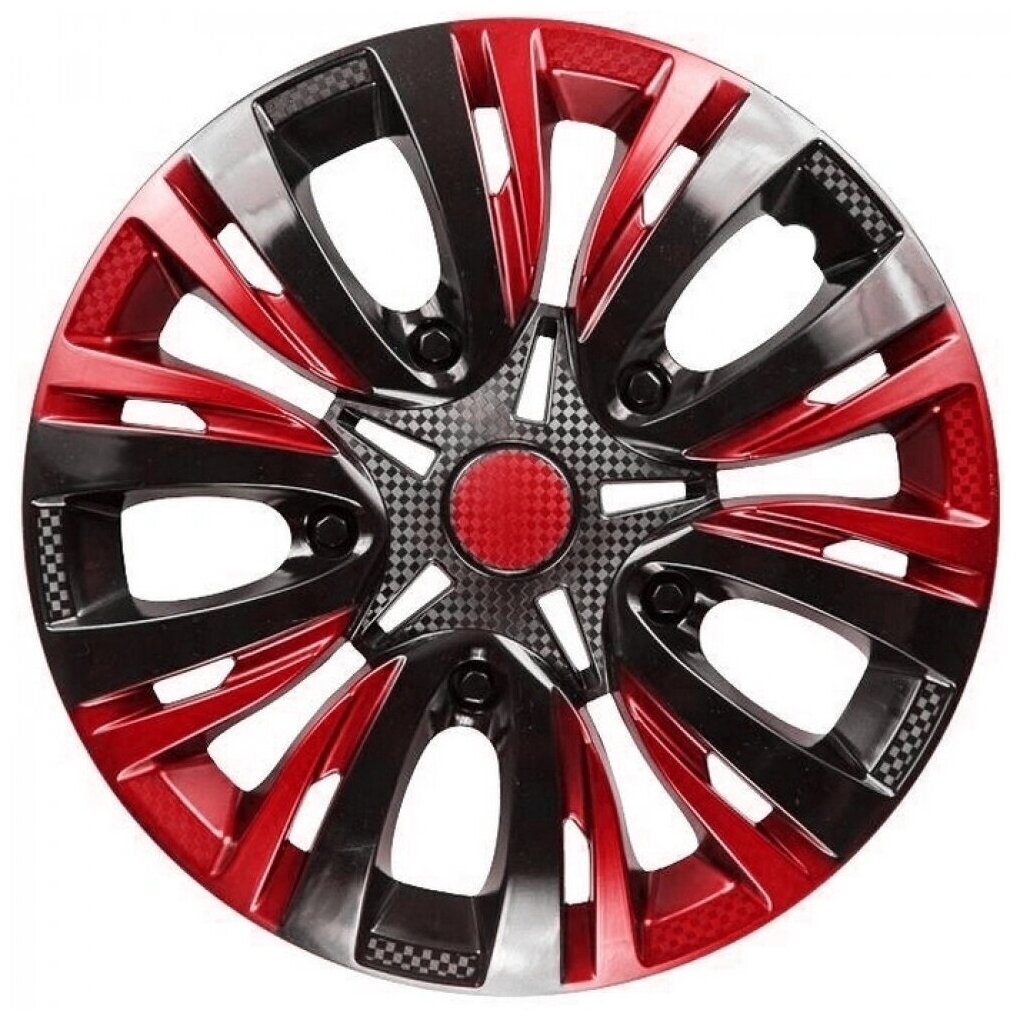 фото Колпаки LION "лион микс", R14, бордово-черный карбон, комплект 2 шт