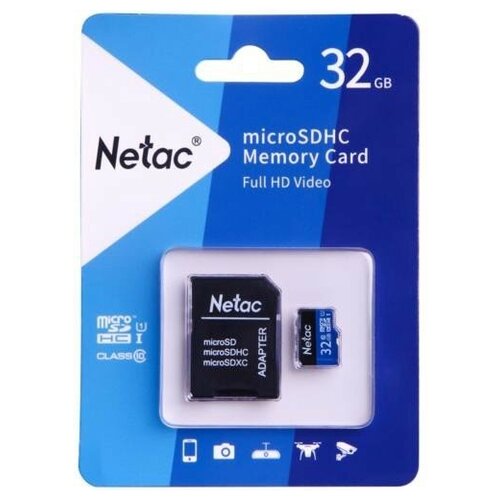 Флеш карта microSDHC 32GB Netac P500 (nt02p500stn-032g-r) (с SD адаптером) 80MB/s Nt02p500stn-032g- .