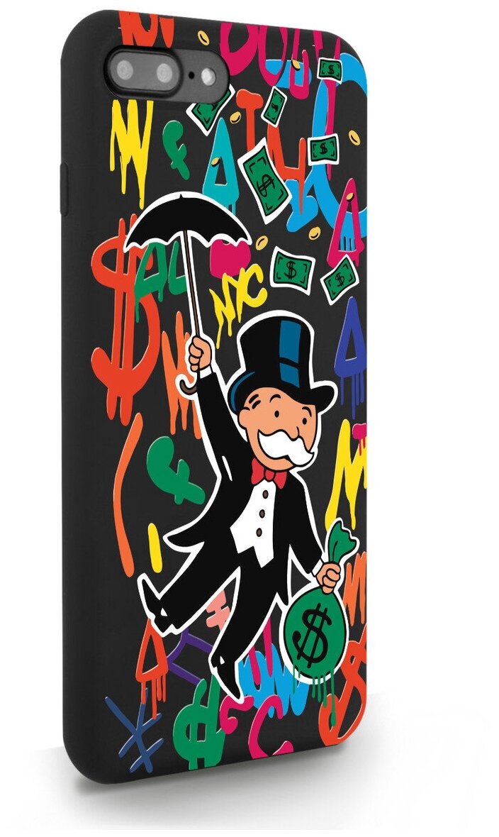 Черный силиконовый чехол MustHaveCase для iPhone 7/8 Plus Rich uncle PennyBags/Богатенький дядюшка толстосум для Айфон 7/8 Плюс Противоударный