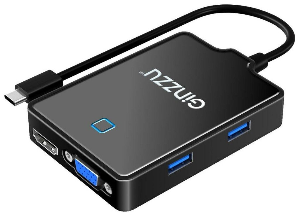 Хаб Ginzzu GR-770UB Type C - 4xUSB30/HDMI/VGA/Audio Output