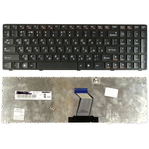 Клавиатура для ноутбука Lenovo IdeaPad Y570 черная рамка черная новая клавиатура для lenovo ideapad 570 y570n y570nt y570p y570i y570ia английская клавиатура 25011801