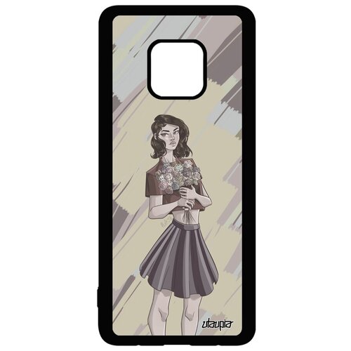 фото Новый чехол на смартфон // huawei mate 20 pro // "девушка и цветы" манга модель, utaupia, серый