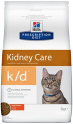 Сухой корм для кошек Hill's Prescription Diet K/D, при проблемах с почками, с курицей 5 кг