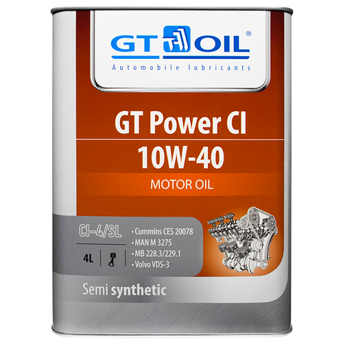 фото Моторное масло gt oil power ci 10w-40 полусинтетическое 4л