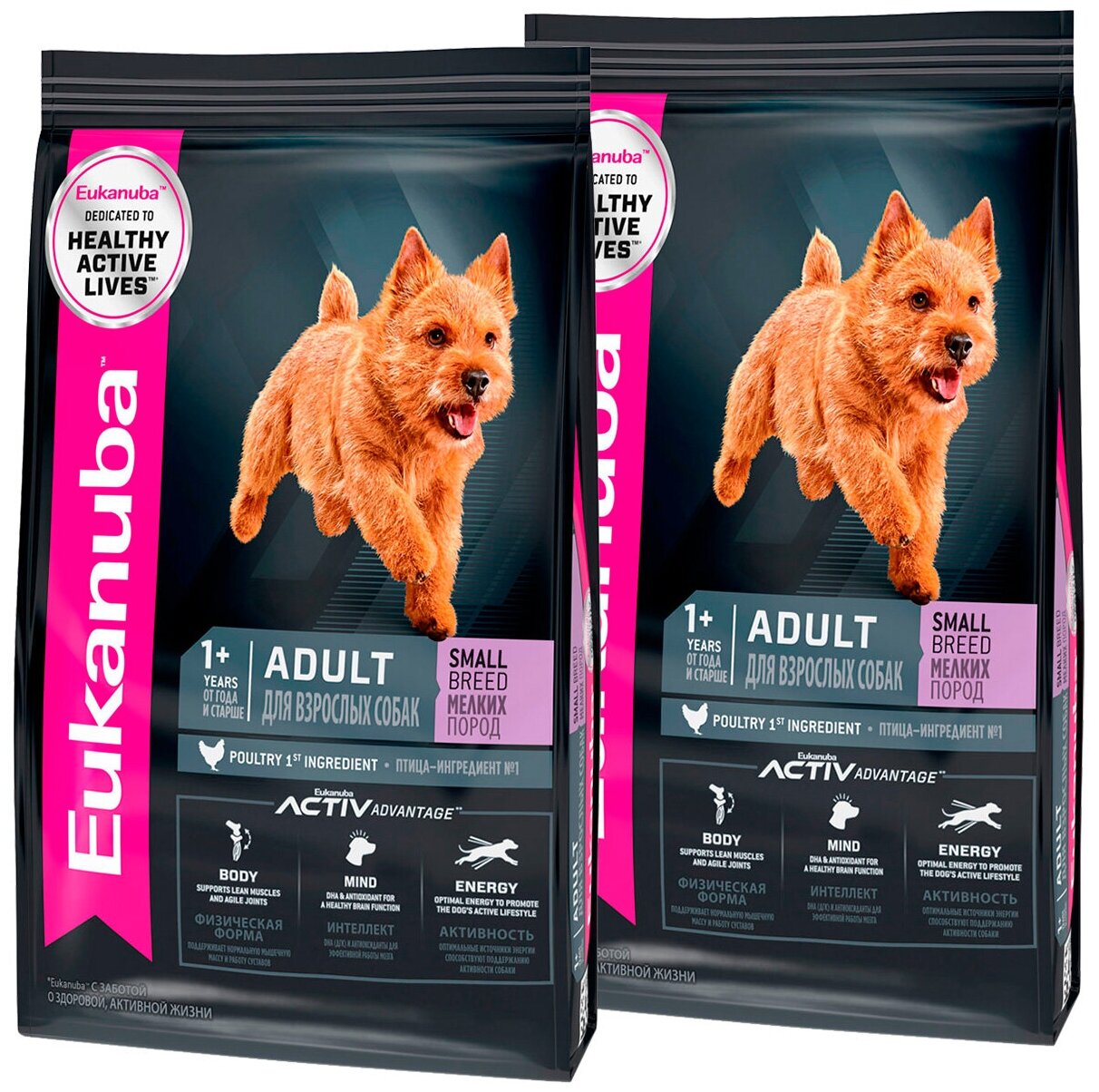 EUKANUBA ADULT SMALL BREED для взрослых собак маленьких пород с птицей (3 + 3 кг)