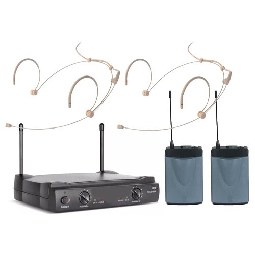 Беспроводной микрофон NOIR-audio UT4II-HS4 с двумя речевыми головными микрофонами