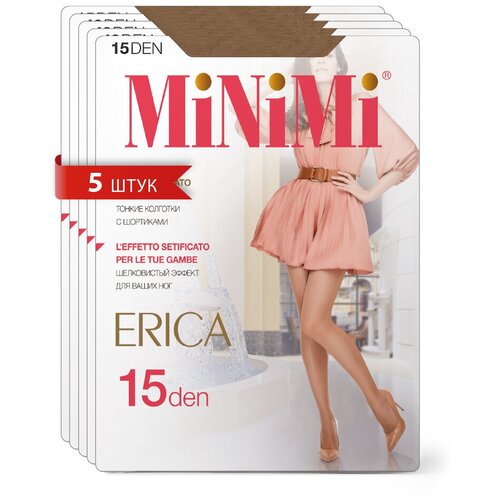 Колготки MiNiMi Erica, 15 den, 5 шт., размер 4/L, бежевый