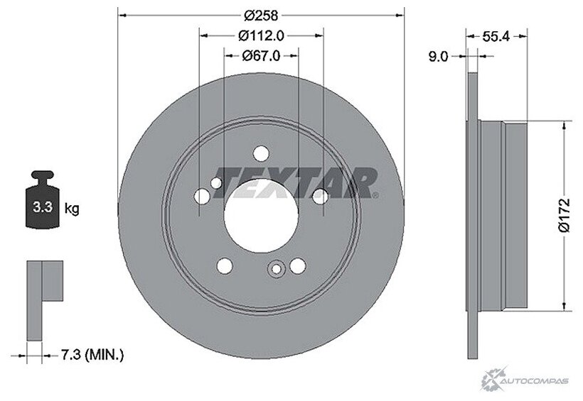 Тормозной диск TEXTAR , задний - фото №1