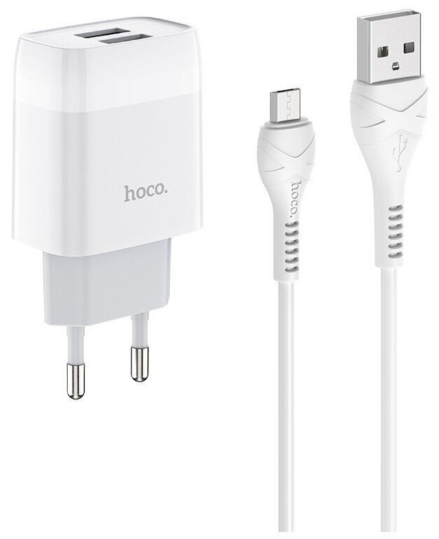 Сетевое зарядное устройство Hoco C73A Glorious + кабель microUSB 5 Вт