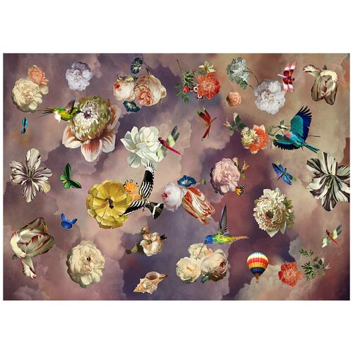 Парящие цветы акварель - Виниловые фотообои, (211х150 см)
