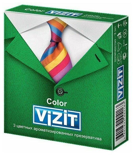 Презервативы цветные ароматизированные Color Vizit/Визит 3шт