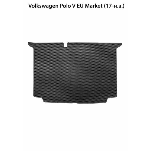 Коврик ЭВА в багажник для Volkswagen Polo V EU Market (17-н. в.). ЕВА соты от SUPERVIP для Фольксваген Поло. Черный цвет.