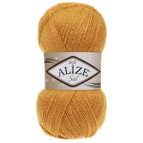 Пряжа Alize Пряжа для вязания ALIZE 'Sal Si̇m', 100г, 460м (5% Mеталлик, 95% Aкрил), 5 мотков, 95 % акрил, 5 % люрекс, 100 г, 460 м, 5 шт., 2 темно-желтый 460 м