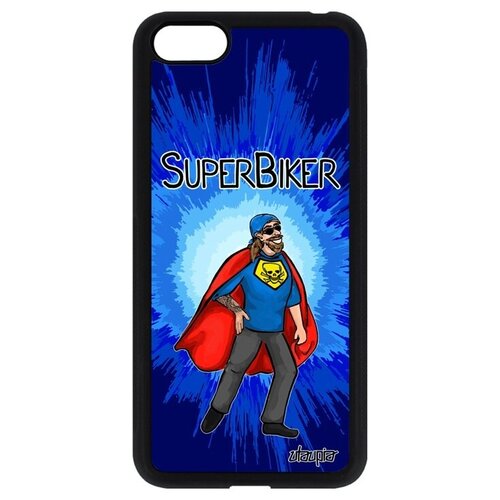 фото Ударопрочный чехол на мобильный // huawei y5 2018 // "супербайкер" веселый мотард, utaupia, синий