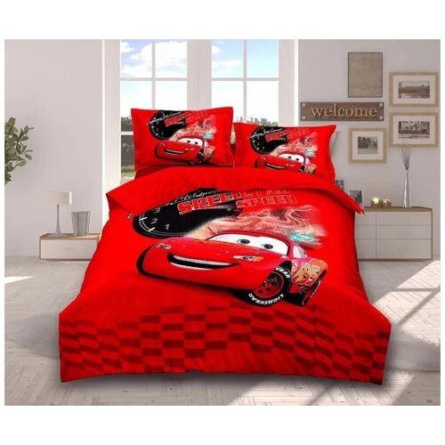 фото Детский комплект постельного белья тачки red, carolina 100% хлопок, 1,5 спальный , наволочки 50x70