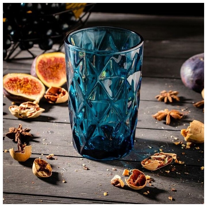 Набор стеклянных стаканов Magistro «Круиз», 350 мл, 8×12,5 см, 6 шт, цвет синий