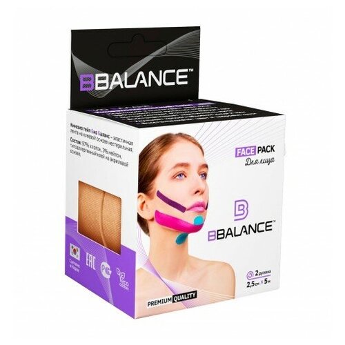 фото Кинезио тейп для лица bb face tape™ 2,5см*10м бежевый bbalance