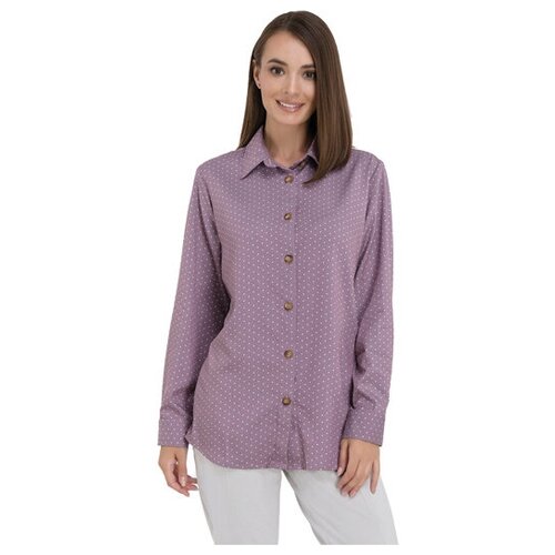 Рубашка женская лиловая, принт Горох LIOLI размер 46