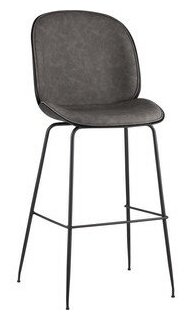 Стул барный Stool Group Турин со спинкой серая экокожа/черные ножки 9329C grey