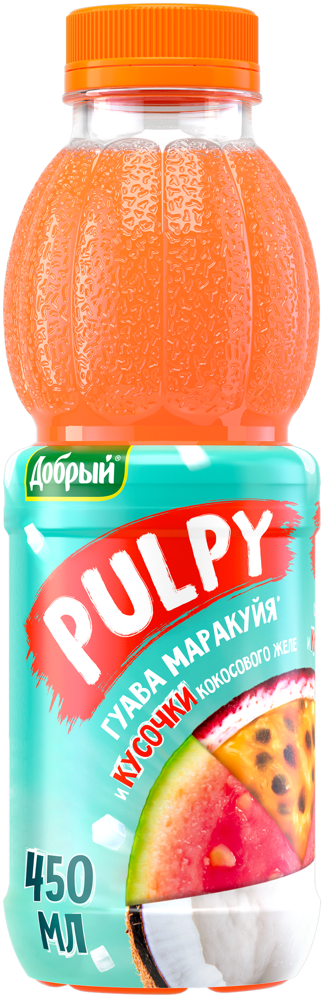 Напиток сокосодержащий Добрый Pulpy Маракуйя-гуава с кусочками кокосового желе 450мл - фото №1