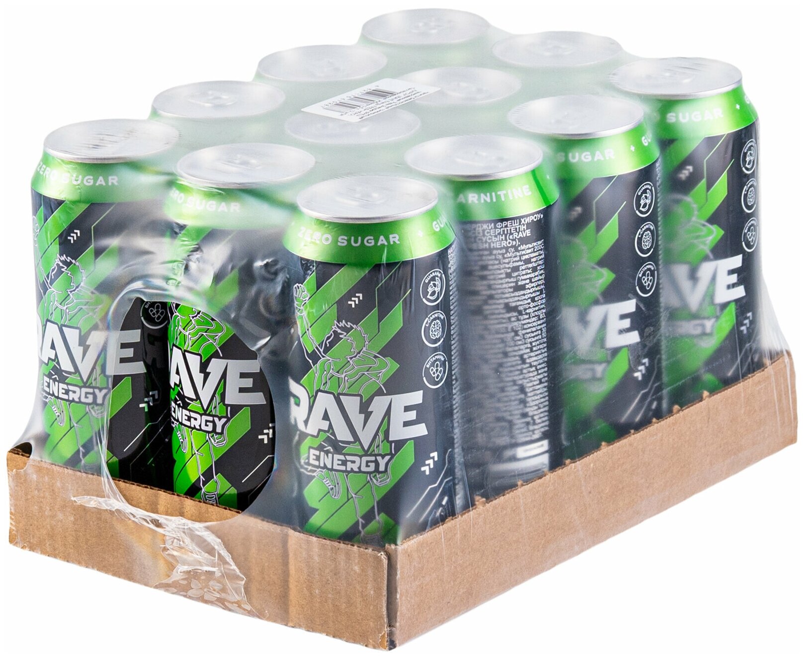 Энергетический безалкогольный напиток RAVE FRESH HERO со вкусом мяты и лайма, 0,5 литра (500мл - 12 штук. - фотография № 3