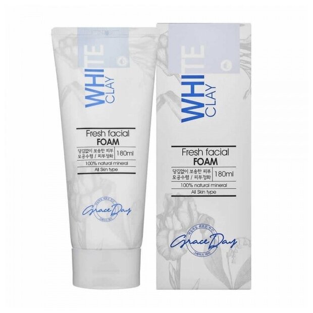 Пенка для умывания с белой глиной Grace Day White Clay Fresh Facial Foam 180ml - фотография № 8