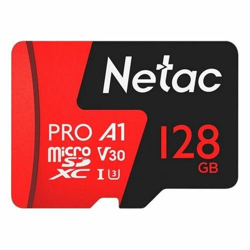 Карта памяти microSDXC UHS-I U3 NETAC P500 Extreme Pro 128 ГБ, 100 МБ/с, Class 10, NT02P500PRO-128G-S, 1 шт, без адаптера