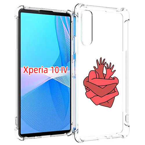 Чехол MyPads сердце из ручек для Sony Xperia 10 IV (10-4) задняя-панель-накладка-бампер