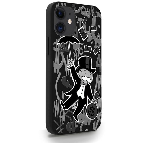 Черный силиконовый чехол MustHaveCase для iPhone 12 Mini Monopoly Black Edition/ Монополия для Айфон 12 Мини Противоударный